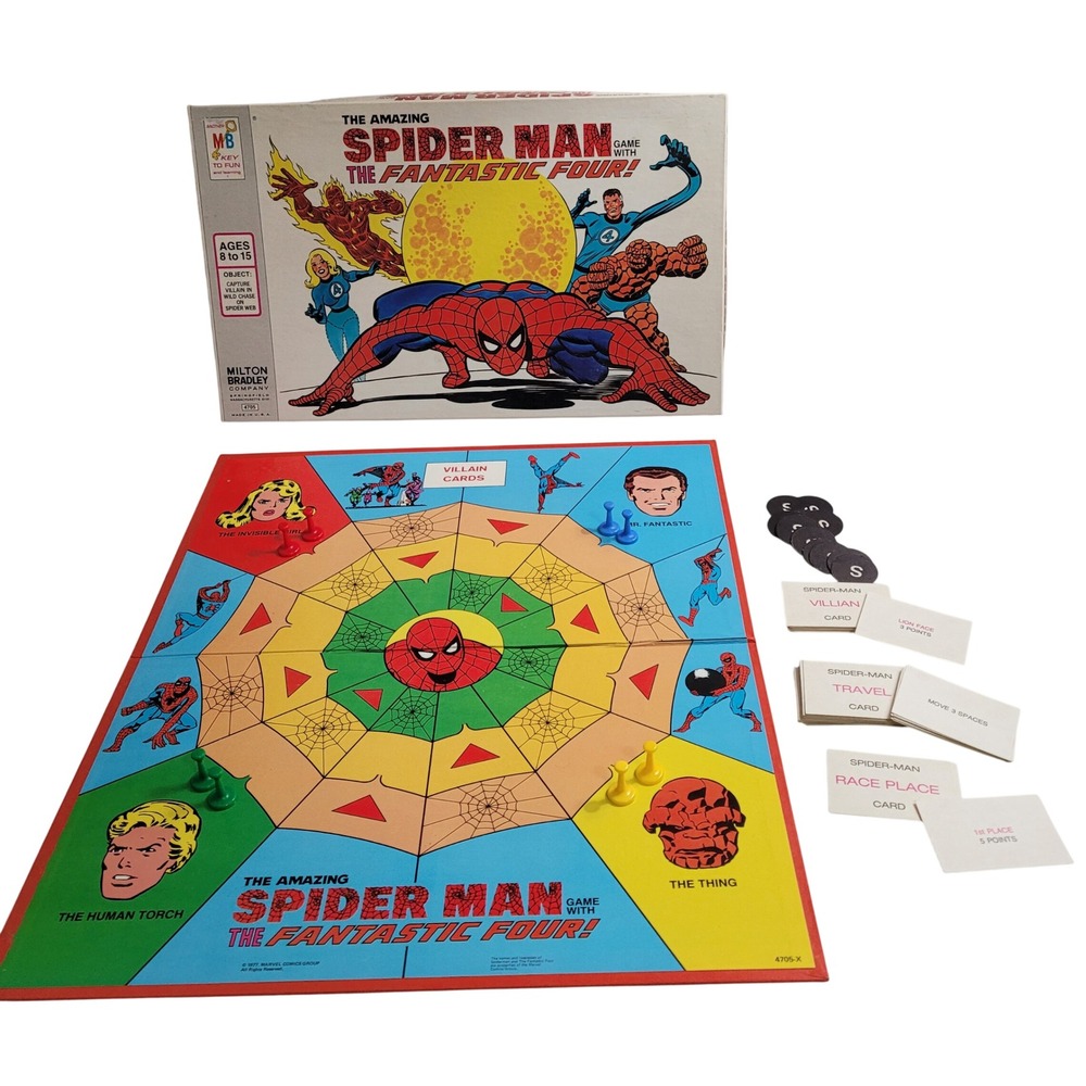 Milton Bradley Spider-Man Fantastic Four Board Game 1977 Vintage Marvel 4705